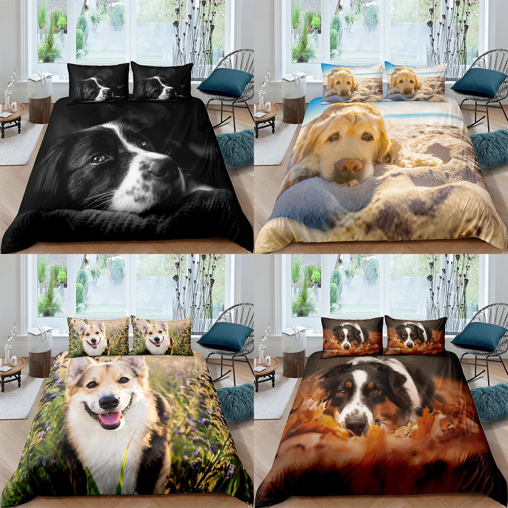 

Home Textiles Luxury 3D Dog Print Duvet Cover Set 2/3 Pcs Pillowcase Kids Bedding Set AU/EU/UK/US Queen and King Size