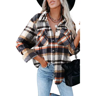

Women's New Autumn Plaid Shirt Medium Long Coat Street Temperament Long Sleeve Lapel Loose Type Shirts For Female 2022 Fashion