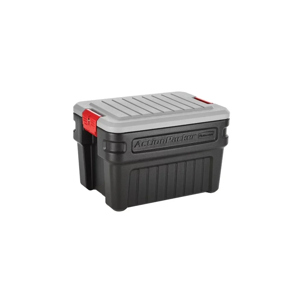 

Ведро для хранения Rubbermaid на 24 галлона ActionPacker, сверхпрочная, Запираемая, черная, с крышкой в комплекте