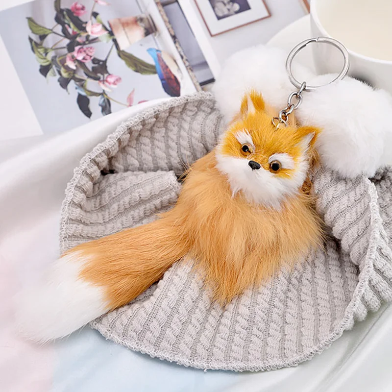 

Милый пушистый брелок для ключей из искусственного меха с лисьим котом, женский брелок для ключей для девочек, модный декоративный брелок с ...