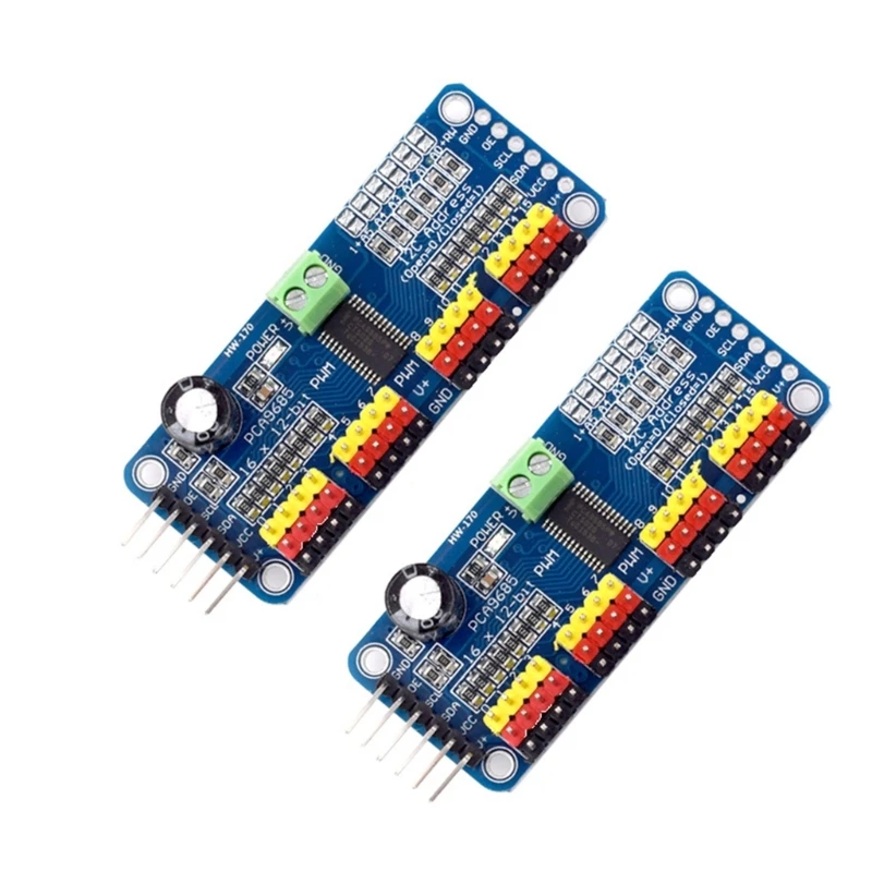 2 шт. PCA9685 16-канальный модуль интерфейсов сервопривода PWM 12-битный для RPI