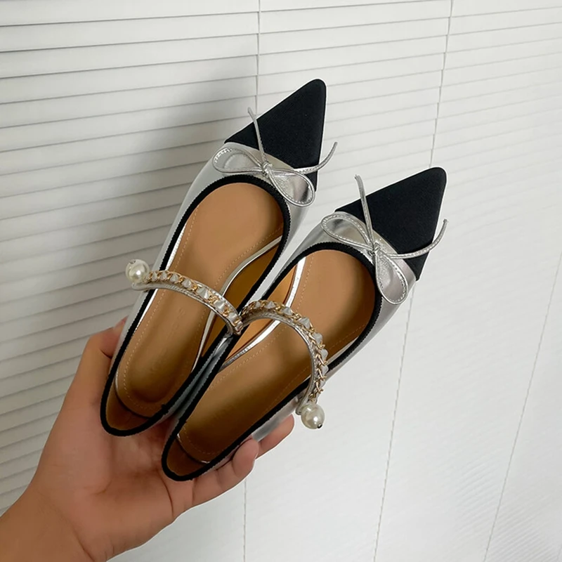 

2023 Spring/Autumn Women Shoes Split Leather Shoes Pointed Toe Low Heel Shoes for Women Butterfly-knot Women Pumps Ladies Shoes