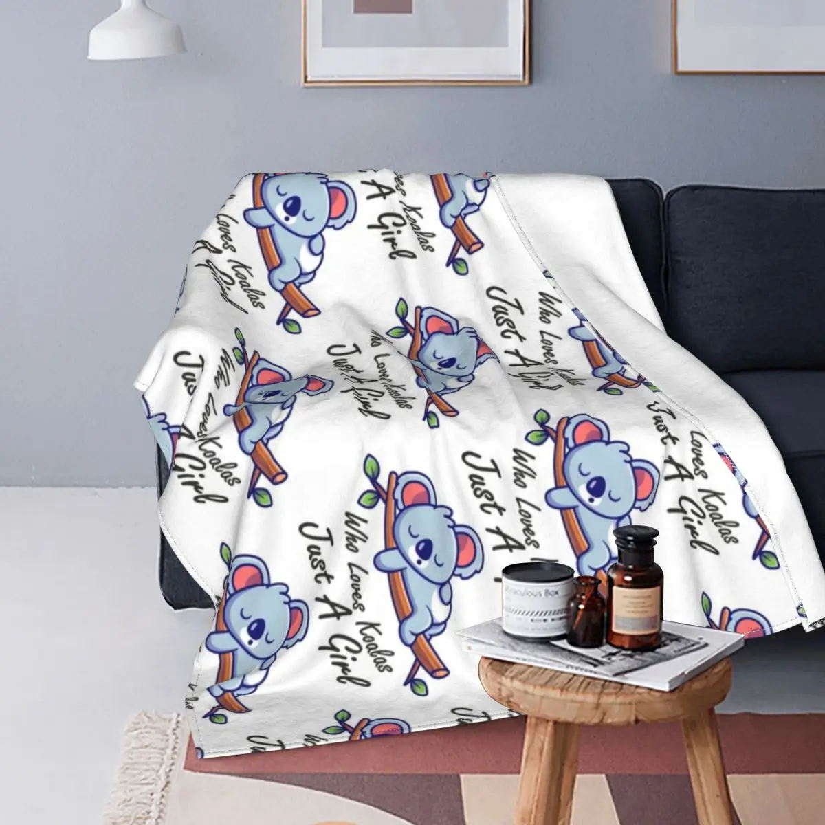 

Just A Girl Who Loves Koala Bear Pattern Blankets Flannel Print Bear Funny Warm Blankets Bedding Travel Bedding