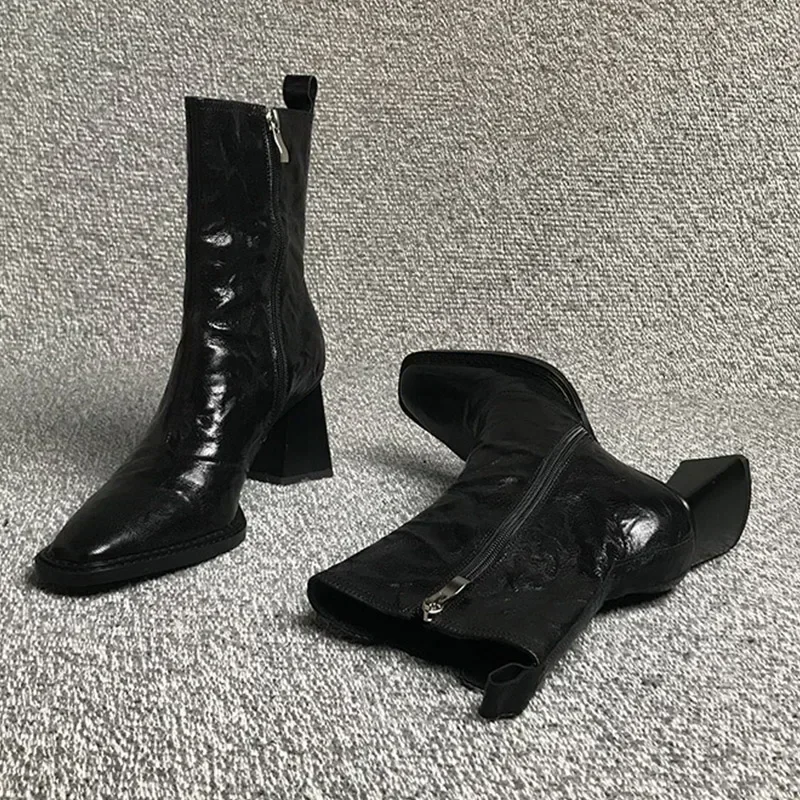 Женские ботильоны на высоком каблуке обувь с острым носком трендовая 2024 модные