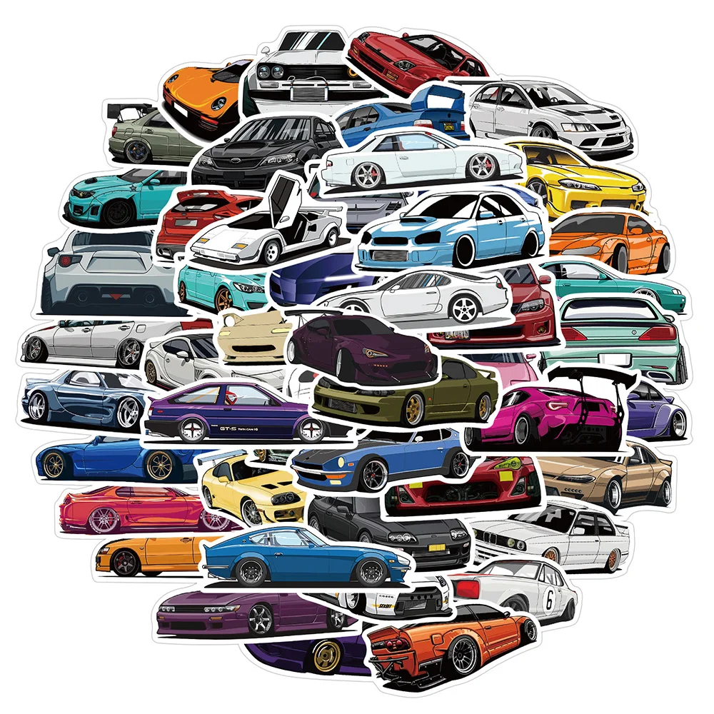 

50/100PCS JDM Retrofit Racing Car Waterproof Stickers Decals Kids Toy DIY Phone Luggage Car Bike Cartoon Graffiti Sticker