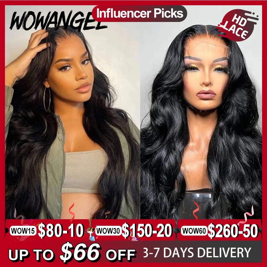 Wow Angel Glueless 250% Real HD Lace Closure Wigs 7X7/6x6/5X5 HD Closure Wig Body Wave Pre Plucked Human Hair Wigs For Women