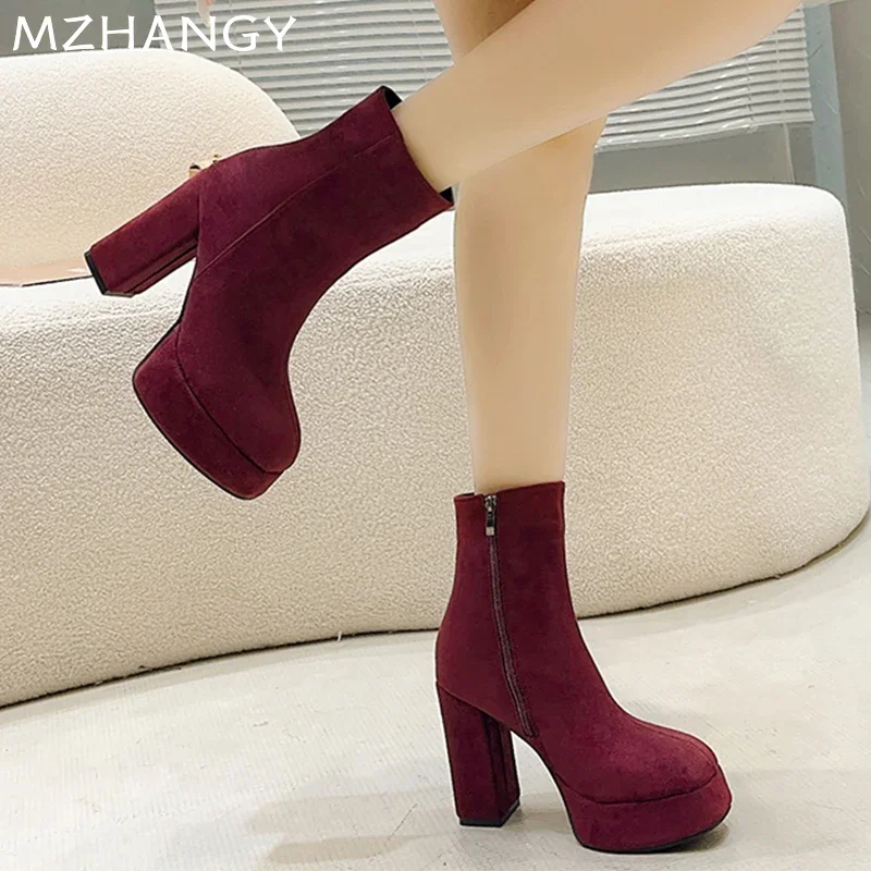 Замшевые женские ботильоны со шнуровкой цвет в ассортименте