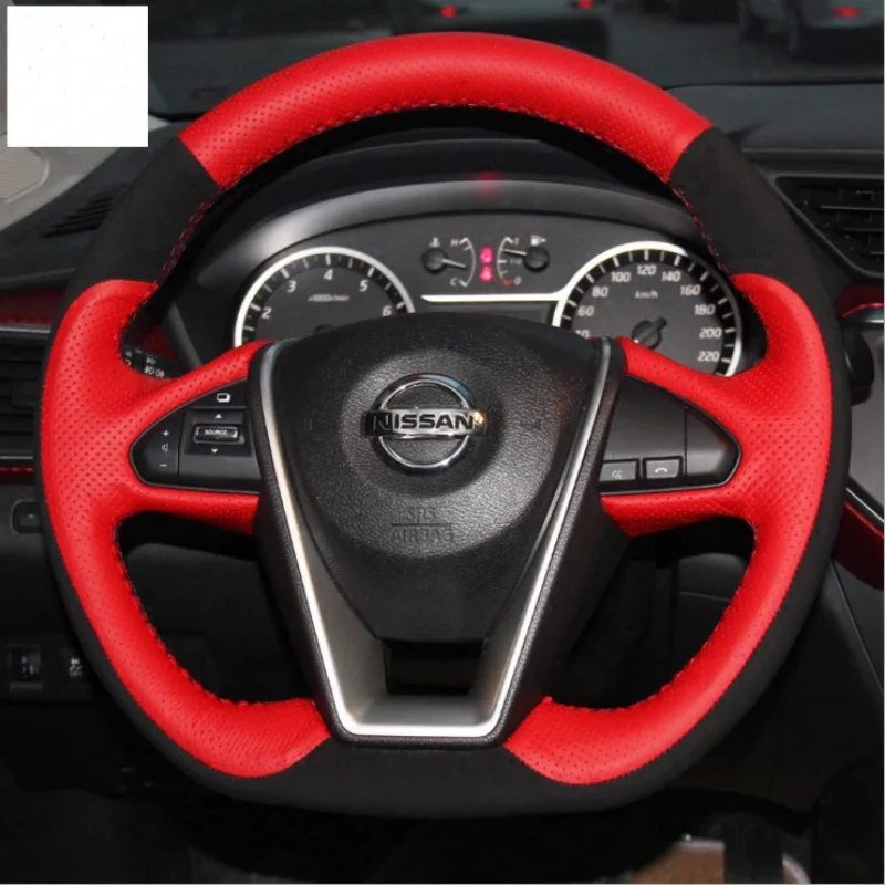

DIY Hand-stitched Leather Suede Car Steering Wheel Cover for Nissan Teana X-TRAIL Tiida Murano Patrol GTR Accessories