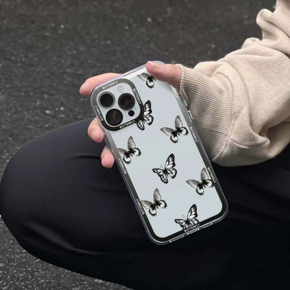 Colorful Butterfly Phone Case Phone Case For iPhone 11 12 Mini 13 14 Pro Max Transparent Shell