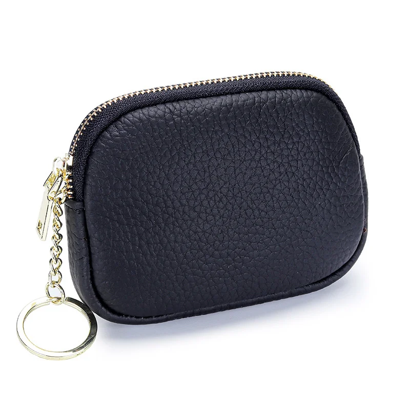 

Женский кошелек для мелочи из воловьей кожи с узором Личи, свободный бумажник из натуральной кожи на молнии с ручкой для женщин
