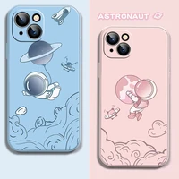 phone case for iphone 11 12 pro max mini 13 pro max 6 6s 7 8 plus x xs max xr se 2020 cute astronaut moon liquid silicone cover