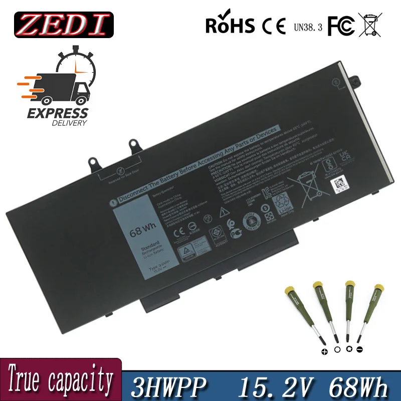 ZEDI Новый аккумулятор для ноутбука 15 2 В 68 Вт 3HWPP DELL Latitude 5401 5501 5411 5410 5511 3541 P80F003 P98G003