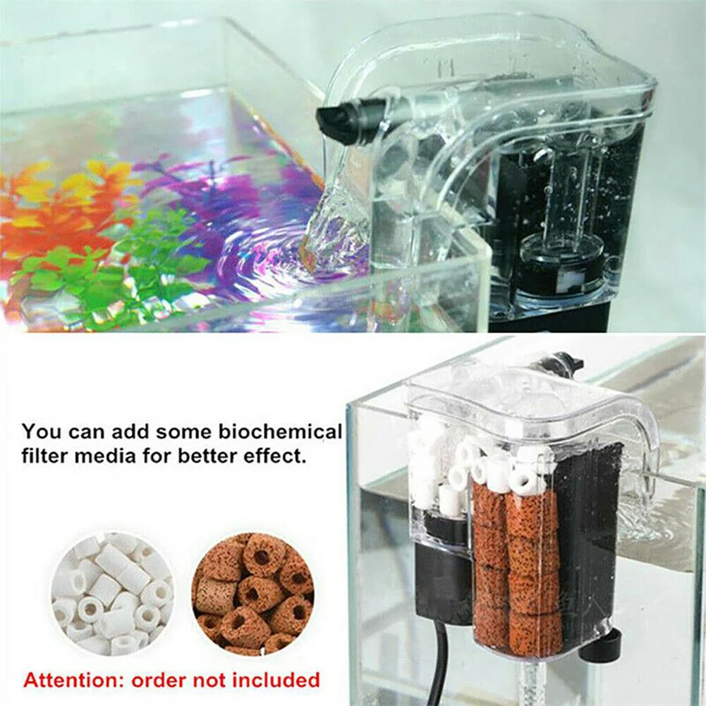 Aquarium Hang on Filter Waterfall External Oxygen Pump Water Small Submersible Hanging Fish Tank Supplies |