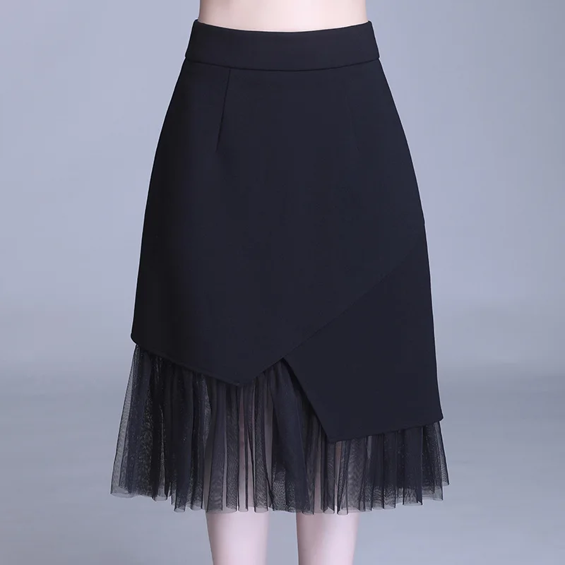 

Female High Waist Gauze Fashion Plus Size Skirt 2023 Spring Summer Women New Irregular OL Commuter Skirts Slim Solid Clothing
