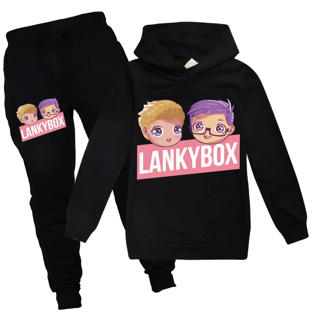 

Комплекты детской одежды LANKYBOX, детские толстовки с капюшоном и штаны, комплект из двух предметов, свитшоты с капюшоном для мальчиков и девоч...