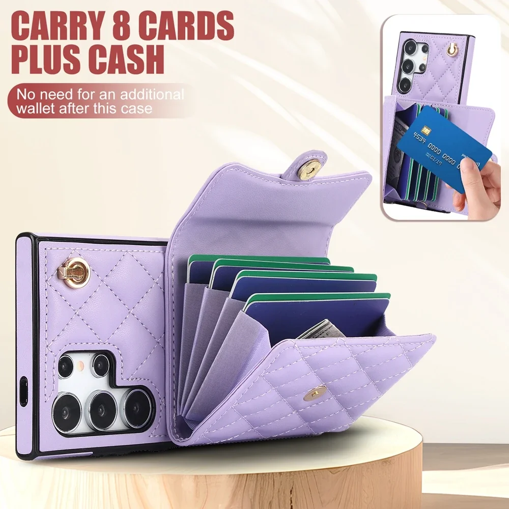 Кожаный чехол-кошелек для Samsung S24 23 Ultra S22 Plus S24U S23Plus S21 A13 A14 A52 A53 A54 Shell ремешок карт