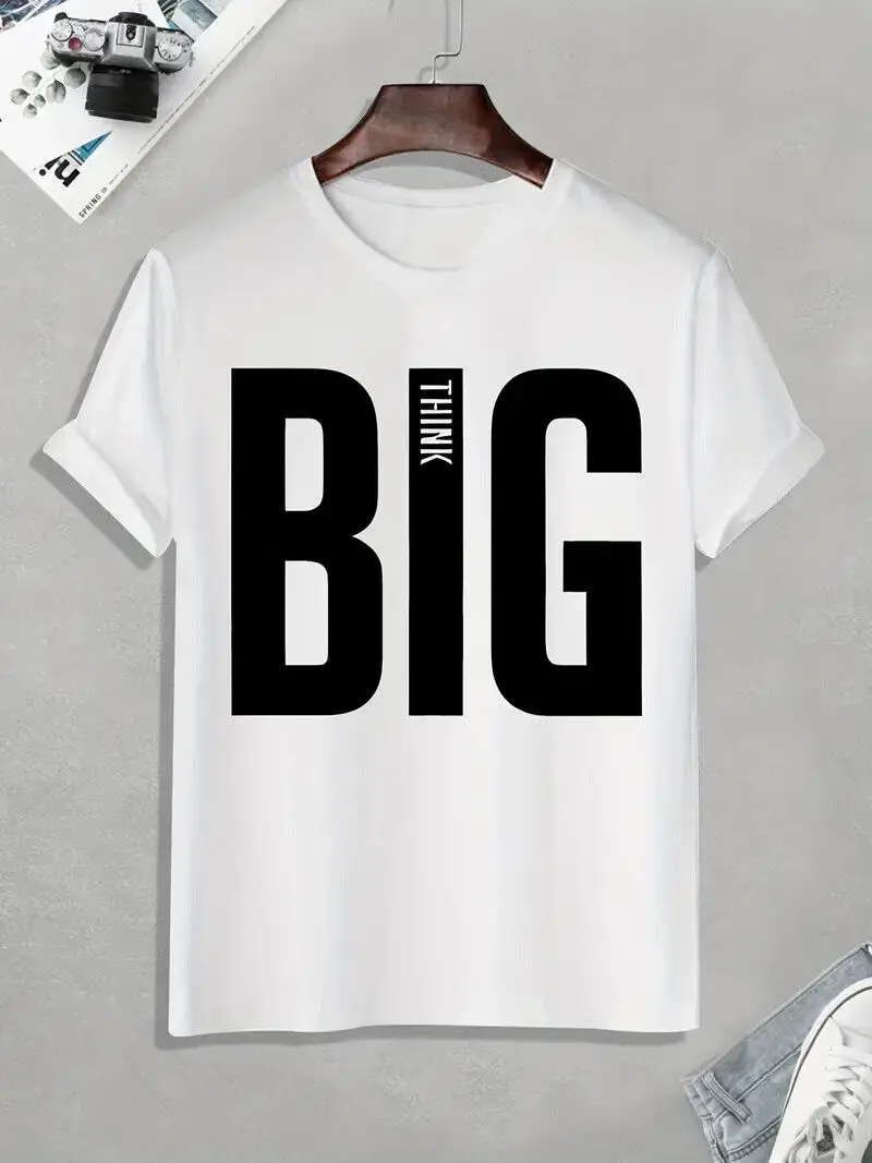 Футболка с мотивацией думай большой принт мужской сильный слоган Повседневные