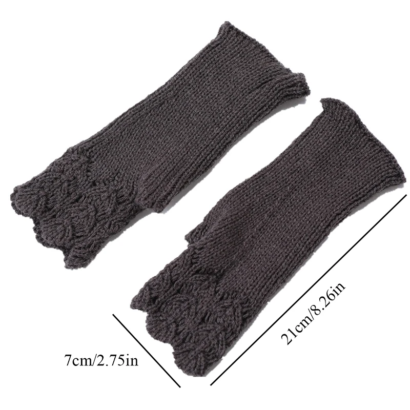 Women Twist Crochet Knitted Gloves Short Arm Warmer Fingerless Mittens Winter Thick Wool Half Finger Gloves With Arm Sleeve images - 6