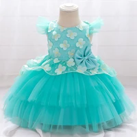 2022 new fashion childrens clothing girls dress short sleeved mesh tutu skirt embroidered little girl wedding princess dress