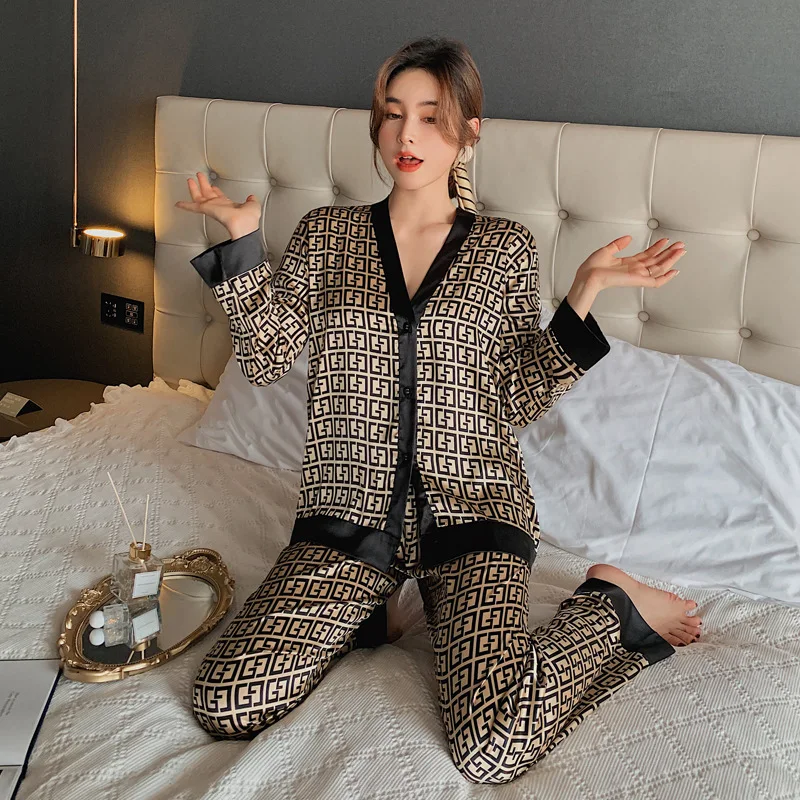 

Elegant Women's Sets designer Sexy Sleepwear Silk Pyjamas Plus Size Lingere Loungewear Home Clothes Nightwear Women's pajamas