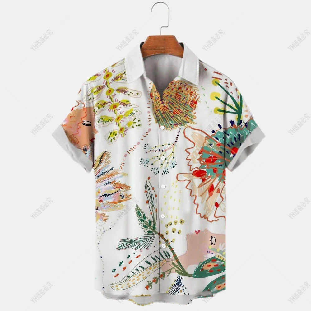 

Hawaiian Shirt For Men Short Sleeve Casual Man Overcoat Button-Down Menswear Design Clothing Beach Clothes Funny Boys Summer