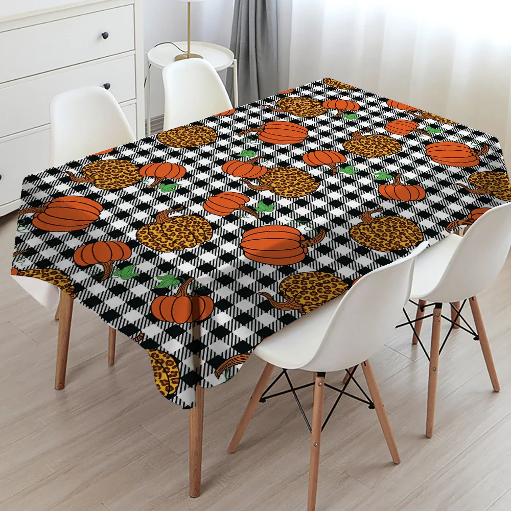

Dinner Party Decoration Halloween Tablecloth Spider Pumpkin Table Cloth Bat Cobweb and Ghost Waterproof Tablecloths