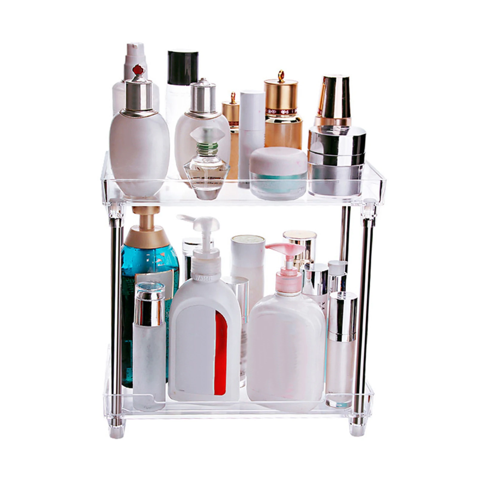 

2 Tier Multifunction Makeup Wash Basin Kitchen Countertop Bathroom Organizer Dressing Table Save Space Corner Shelf Cosmetic