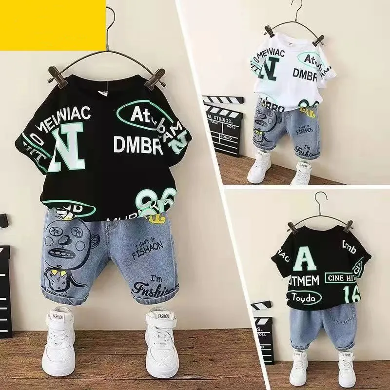 

Kids Boys Summer Set 2023 New Cartoon Boys Fashionable Childrens Wear Versatile Short Sleeve Two Piece Set Kids Outfits