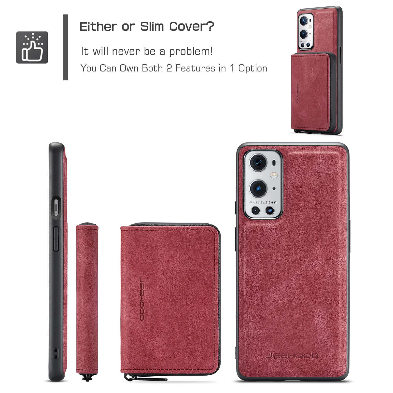 Detachable Magnetic 2 in 1 Phone Case For OnePlus Nord N200 5G Zipper Wallet Cards Bag Back Cover for OnePlus Nord 2 Case Shell