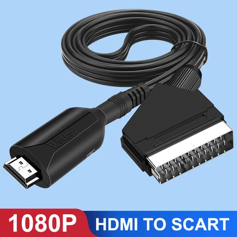 Видеоадаптер HDMI/SCART, 1080P, с кабелем питания USB, для HDTV, DVD, Sky Box, STB