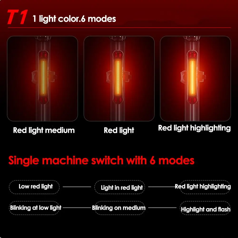 

Riding Rear Light USB Charging Bike Taillight Long Battery Life 180 Degree Wide View Bicycle Taillight Riding Accessories
