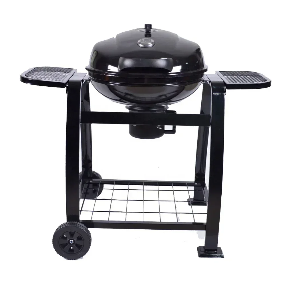 Фото #For Outdoor Two Side Table Black Trolley Kettle Bbq Grill Portable Charcoal Barbecue Grill №3