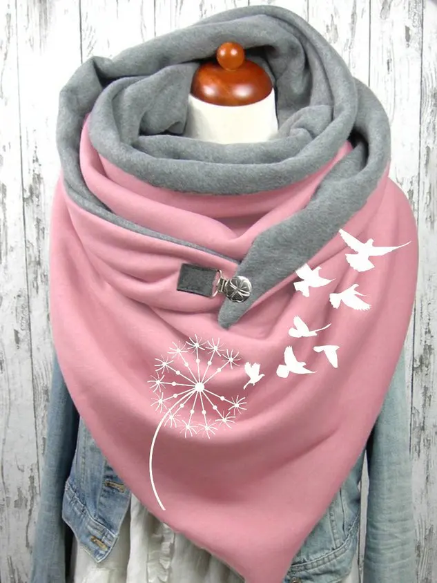 

Ladies Pink Dandelion Seagull Printed Scarf