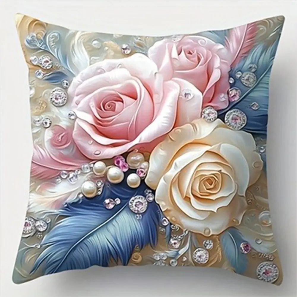 

Декоративная наволочка Blue and Gold Floral Pearl