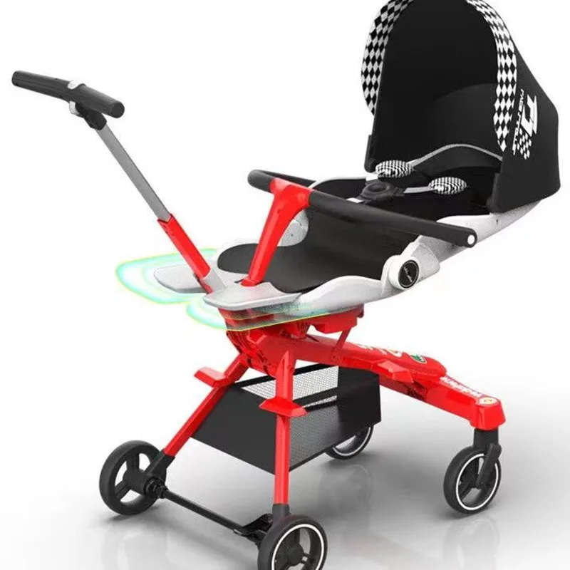 Two-way walking baby artifact can sit and lie flat baby stroller four-wheeled lightweight folding high-view baby stroller