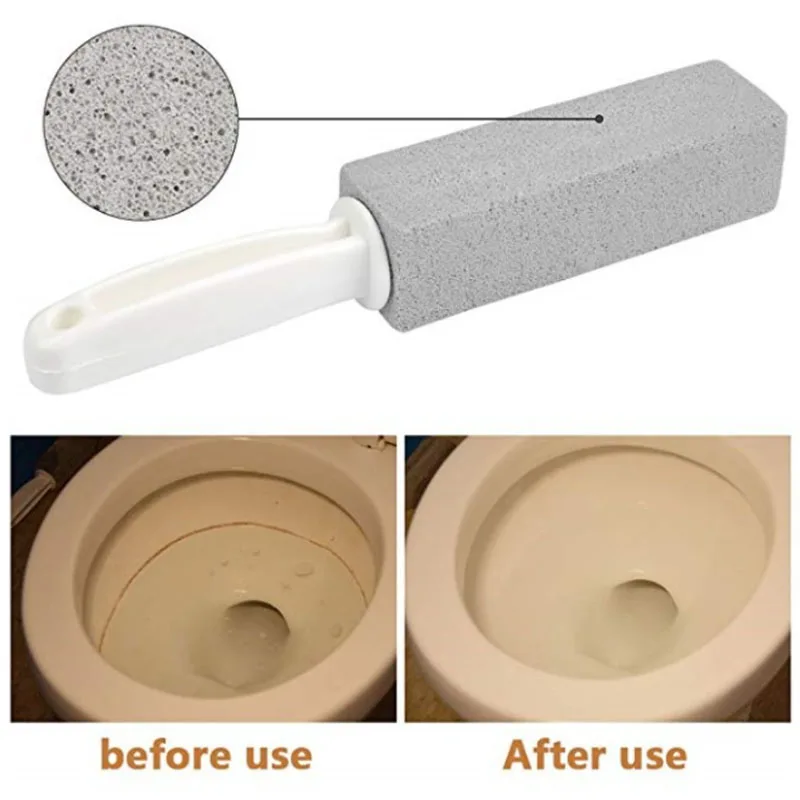 

Pumice Cleaning Stone with Handle Toilet Bowl Ring Remover Cleaner Brush Stains Hard Water Cleaning Rust Grill Griddle