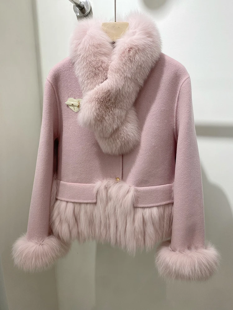 Женское кашемировое шерстяное пальто верхняя одежда с воротником из