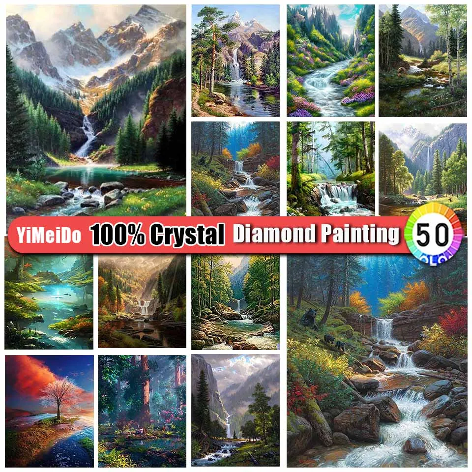 

YiMeiDo 100% алмазная живопись, пейзаж, полная круглая мозаика, сумка на молнии, алмазная вышивка, пейзаж, Набор для вышивки крестиком, подарок