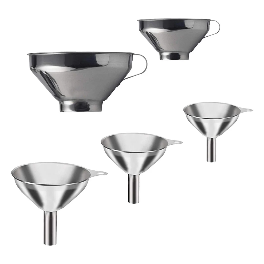 

5 Pcs Wide Mouth Mason Jar Jam Funnel Mini Funnels Filling Oil Transferring Stainless Steel Multi-function Dispensing Liquid