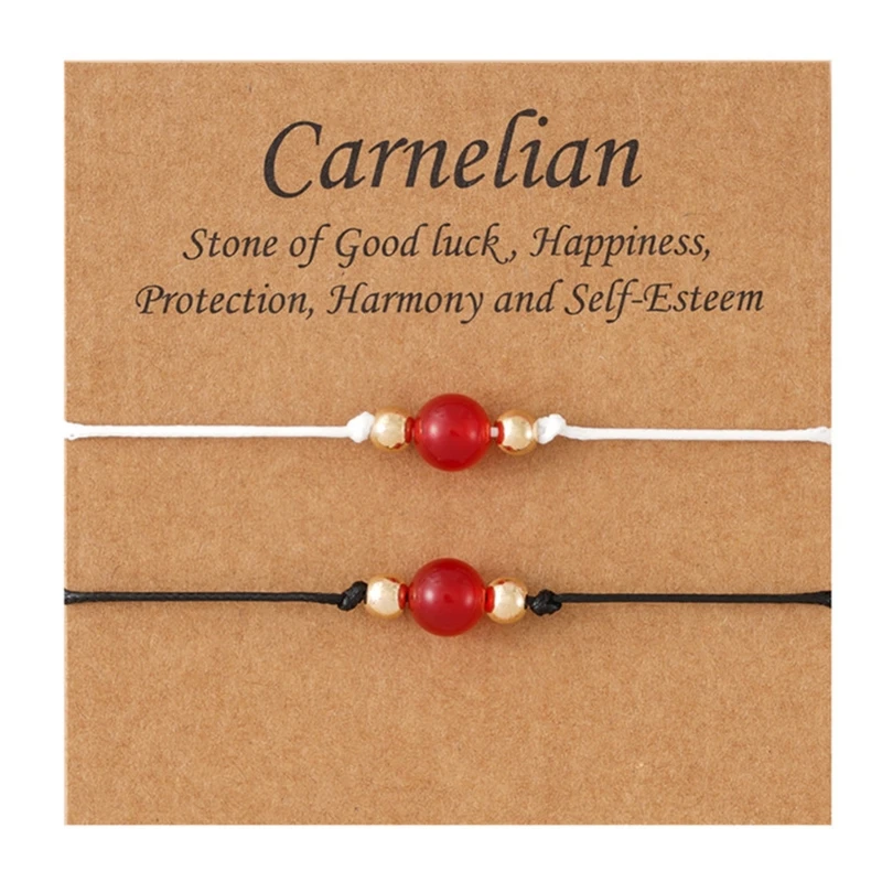 2 шт./компл. сердолик стразы Красный счастливый браслет ручной работы для женщин