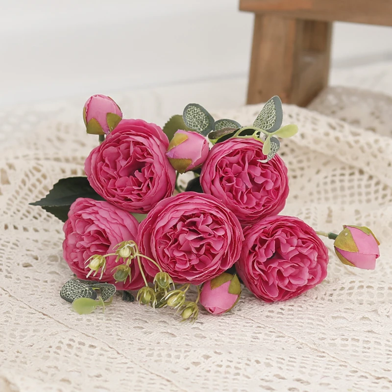 

Искусственные пионы из шелка, 5 головок