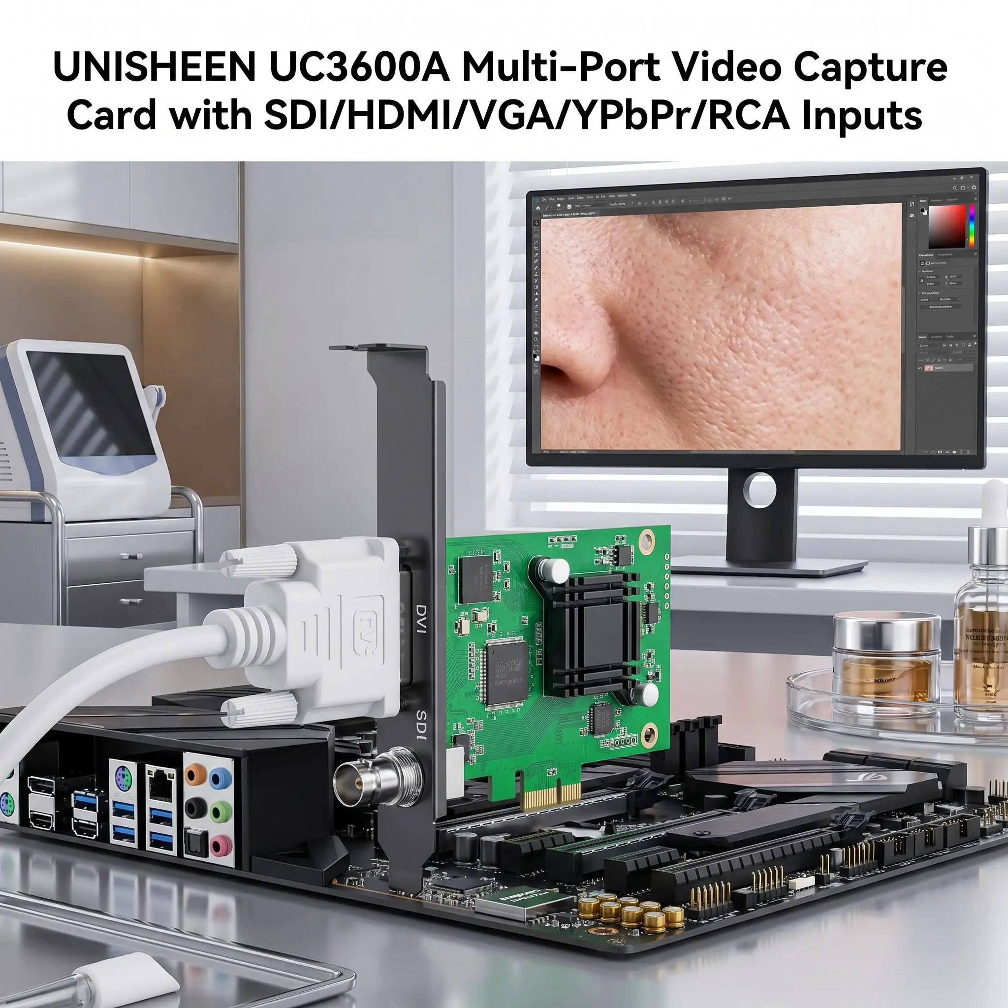 Фото Карта захвата UNISHEEN UC3600A: многопортовый SDI HDMI VGA DVI RCA в PCIe, 1080p60, промышленный граббер для прямых трансляций, Dshow V4L2 №2