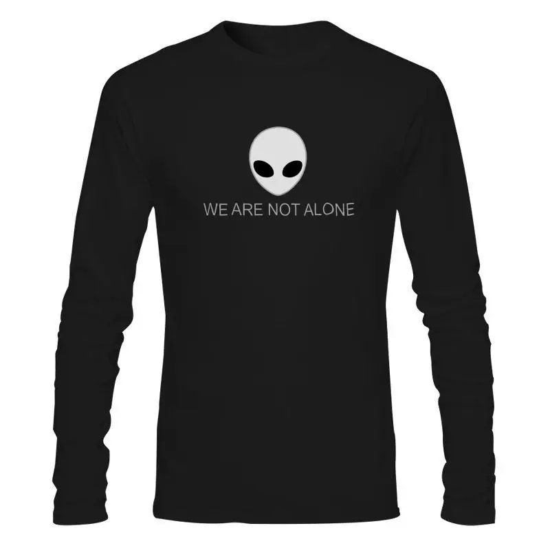 

Man Clothing Design Nerdy Alien Head T-Shirt We Are Not Alone Slogan Geeky Iconic Sci Fi Ufo Fashion Solid Color Men Sleev