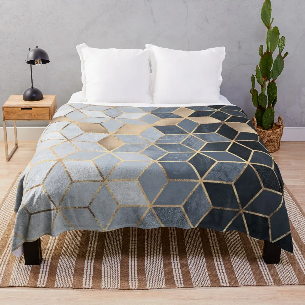 

Macio azul gradiente cubos lance cobertor macio cama cobertores cobertor do miúdo