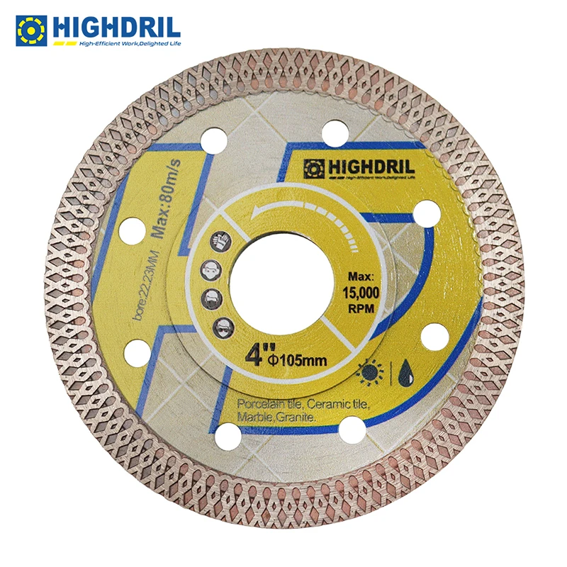 

HIGHDRIL 1pc Dia105mm/4inch Diamond X Grid Mesh Cutting Disc Hot Pressed Sintering Saw Web For Ceramic Granite Marble Effecient