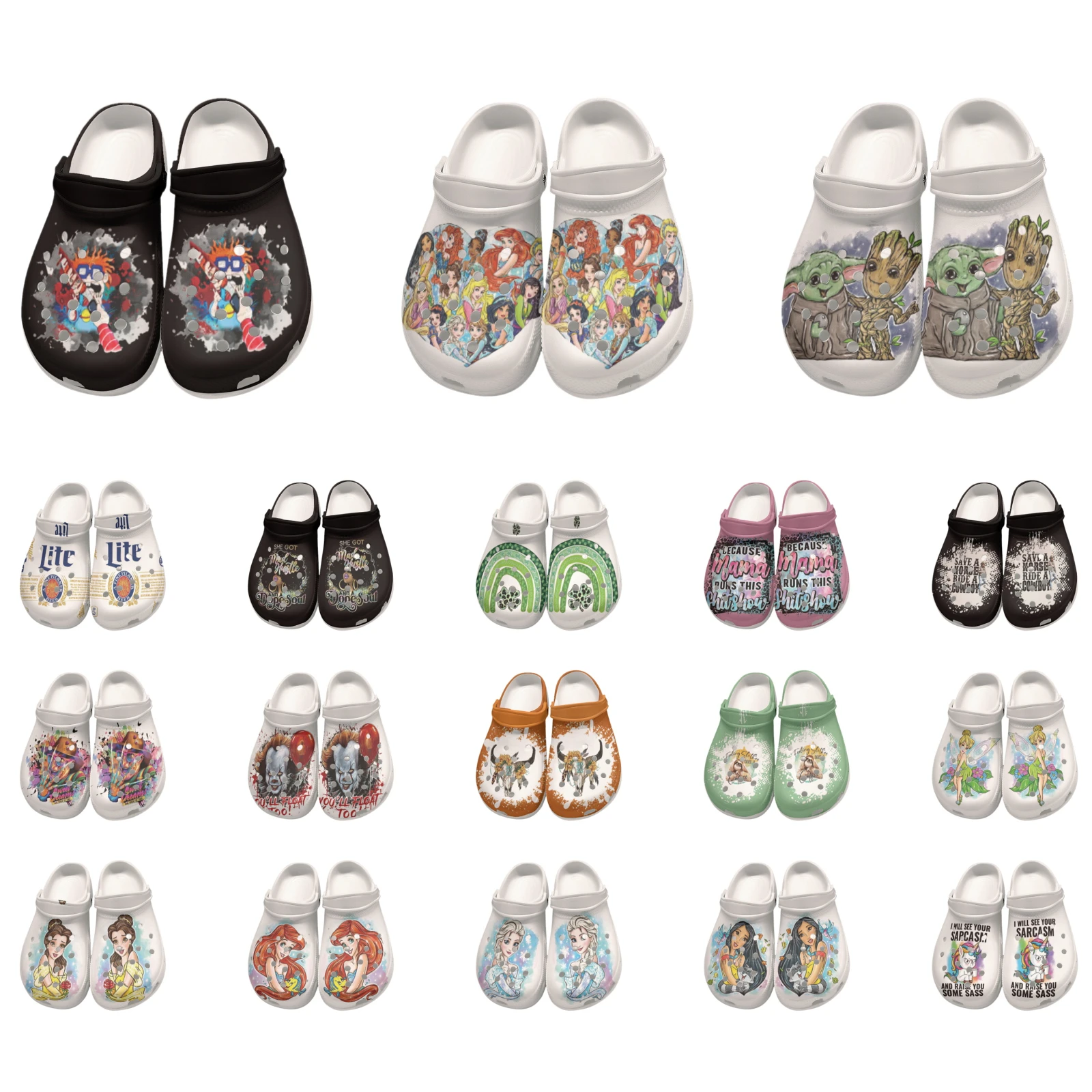 

Hot Selling Women Fairy Princess Croc Shoe Adult Favorite Horror Movie Garden Shoes Cartoon Pink Clog Shoes Available Customized