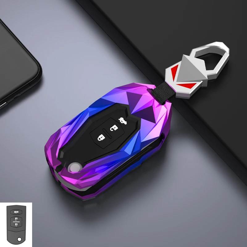 

Чехол для автомобильного ключа из цинкового сплава, флип-чехол для Mazda 3, 5, 6, серия M6, RX8, MX5, 2, 3 кнопки, защитный чехол для ключа-брелка, аксессуары для сумок