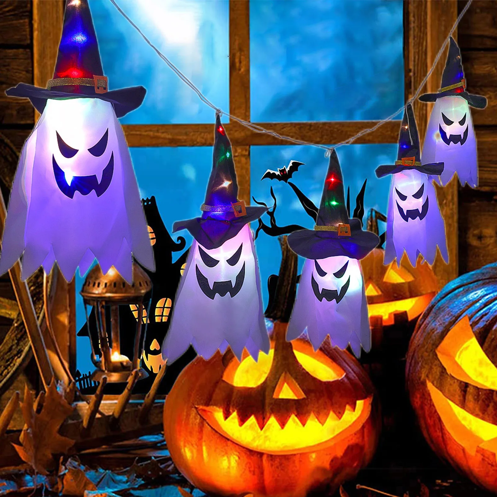 

Гирлянда в виде тыквы на Хэллоуин, светильники в виде призраков на тыкву для дома, бара, Светильники для Хэллоуина, предметы декора 2022