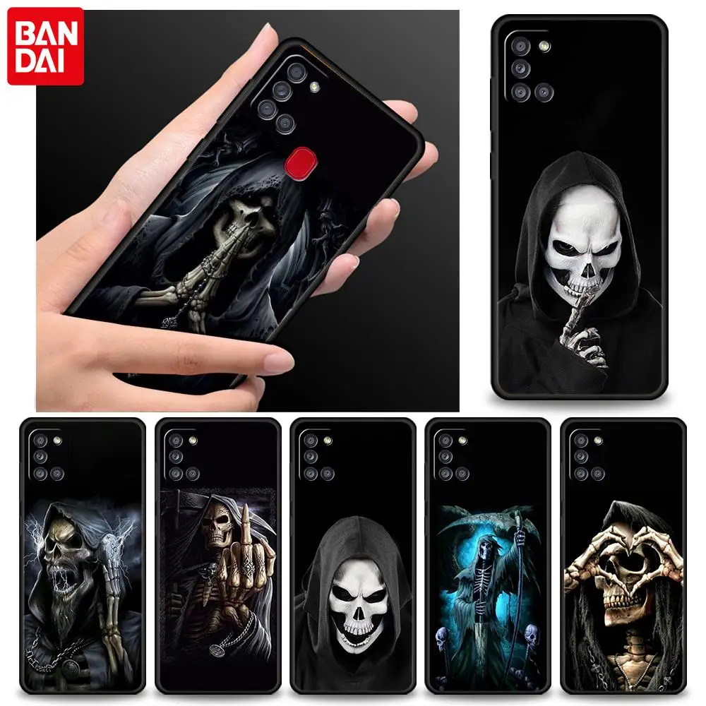 

Phone Case For Samsung A12 A52 A51 A71 A72 A22 4G A52S 5G A03S A03 A13 5G A23 A33 5G A53 A73 Cover Grim Reaper Skull Skeleton
