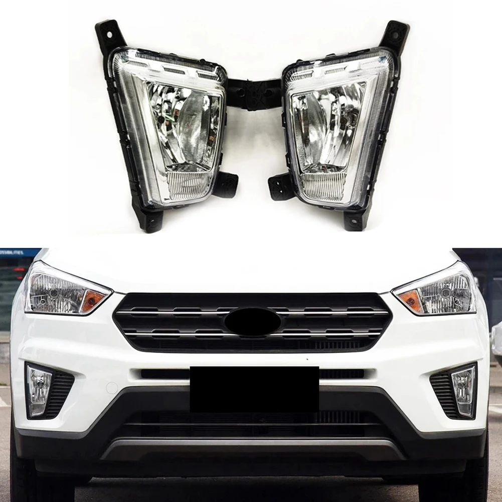

Car Left Front Bumper Fog Lights Assembly Driving Lamp Foglight with Bulb for Hyundai Ix25 Creta 2014 2015 2016